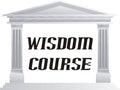Classical building with 'Wisdom Course' text on a white background